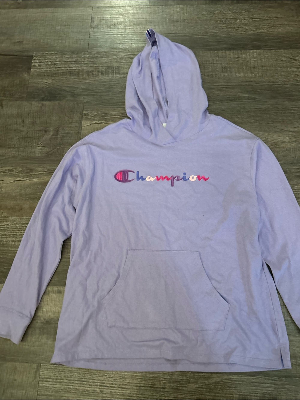 Champion Lavender Kids Hoodie with Multi-Color Logo
